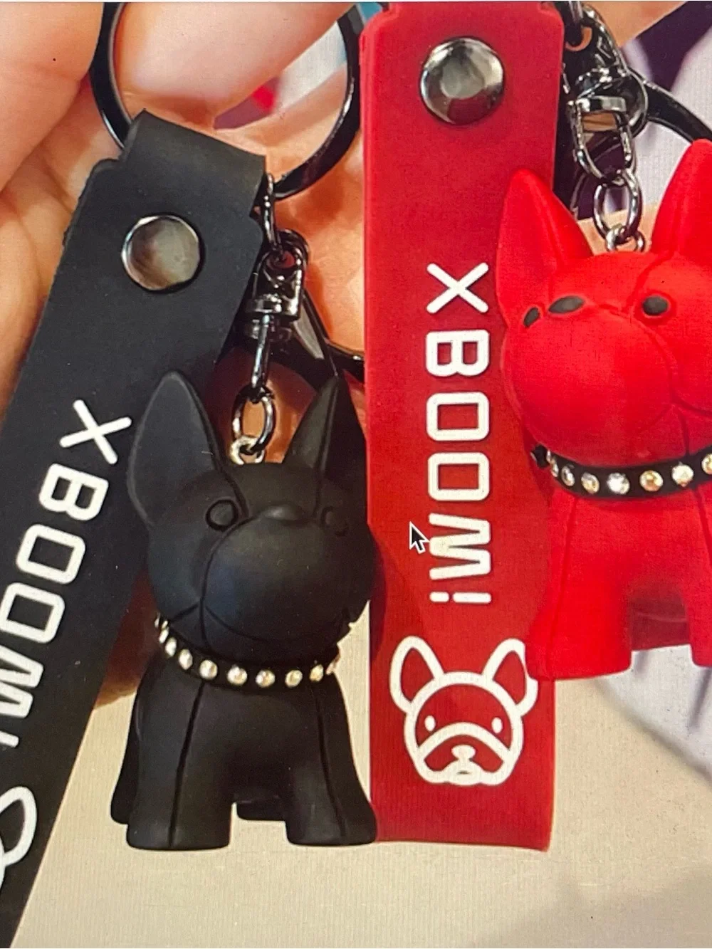 Kids Silicone French Bulldog Keychain - Red and Black